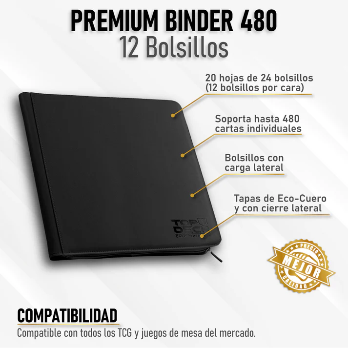 Carpeta Eco Cuero Con Cierre Topdeck 480 Cartas 12 Bolsillos | Devastation Store