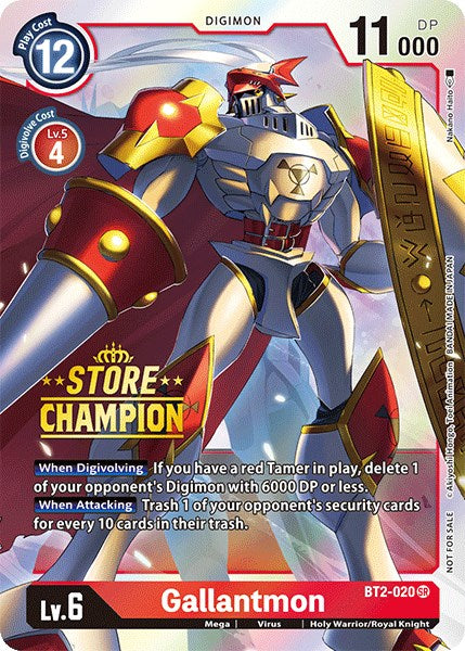 Gallantmon [BT2-020] (Store Champion) [Release Special Booster Promos] | Devastation Store