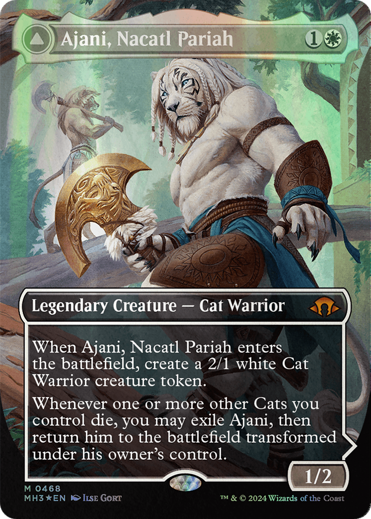 Ajani, Nacatl Pariah // Ajani, Nacatl Avenger (Borderless) (Textured Foil) [Modern Horizons 3] | Devastation Store