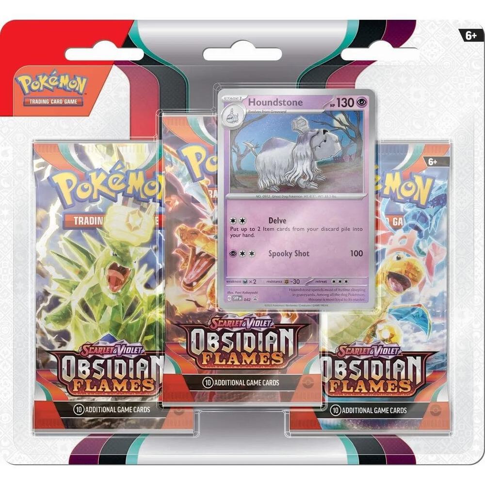 Scarlet & Violet: Obsidian Flames - 3-Pack Blisters (Houndstone) | Devastation Store