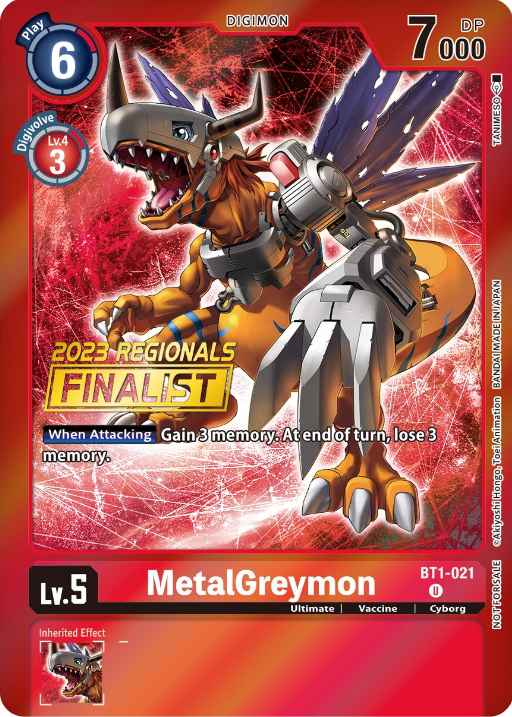 MetalGreymon [BT1-021] (2023 Regionals Finalist) [Release Special Booster Promos] | Devastation Store