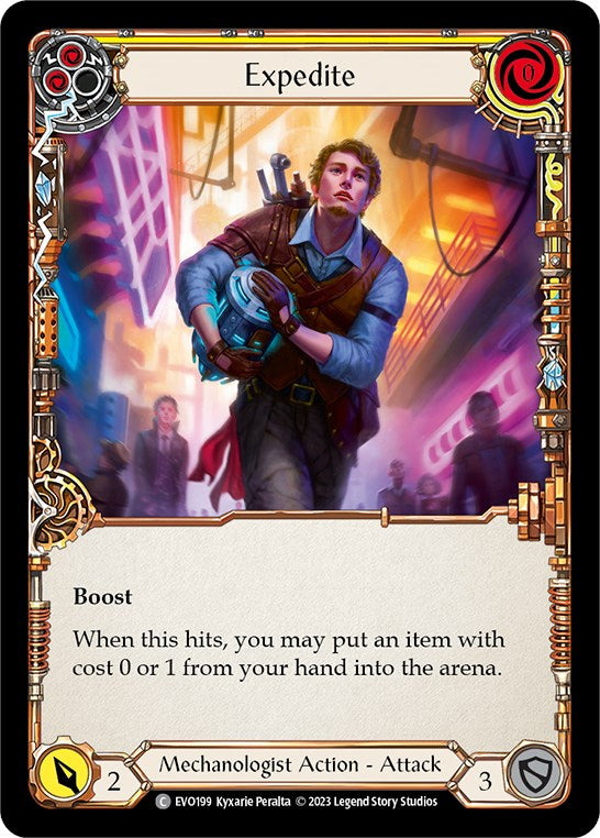 Expedite (Yellow) [EVO199] (Bright Lights)  Rainbow Foil | Devastation Store