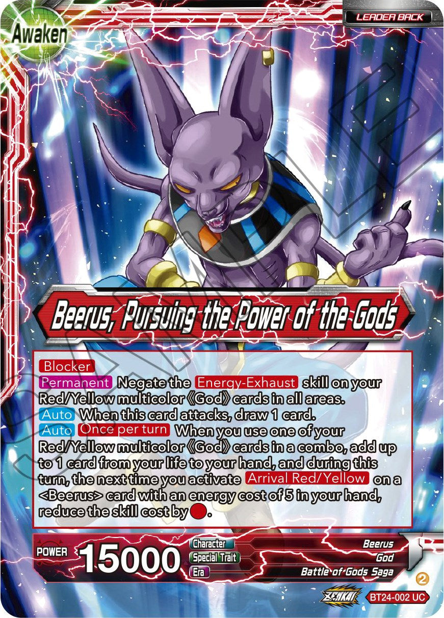 Beerus // Beerus, Pursuing the Power of the Gods (BT24-002) [Beyond Generations] | Devastation Store