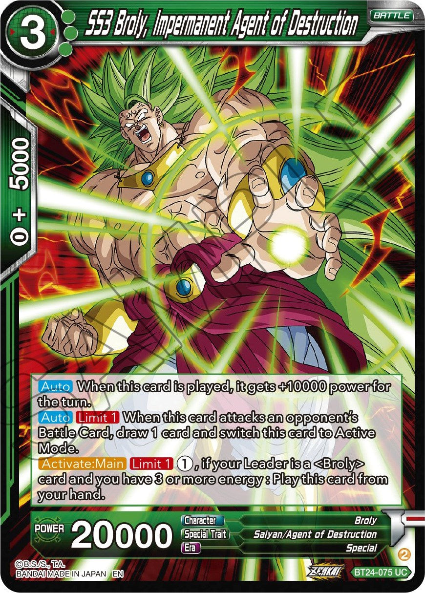 SS3 Broly, Impermanent Agent of Destruction (BT24-075) [Beyond Generations] | Devastation Store