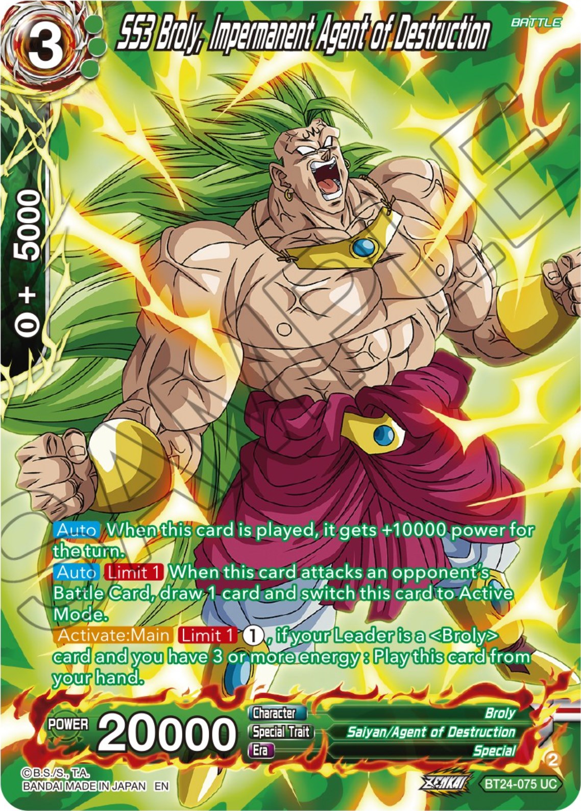 SS3 Broly, Impermanent Agent of Destruction (Collector Booster) (BT24-075) [Beyond Generations] | Devastation Store