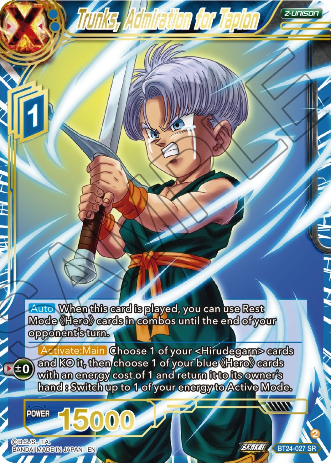 Trunks, Admiration of Tapion (BT24-027) [Beyond Generations] | Devastation Store