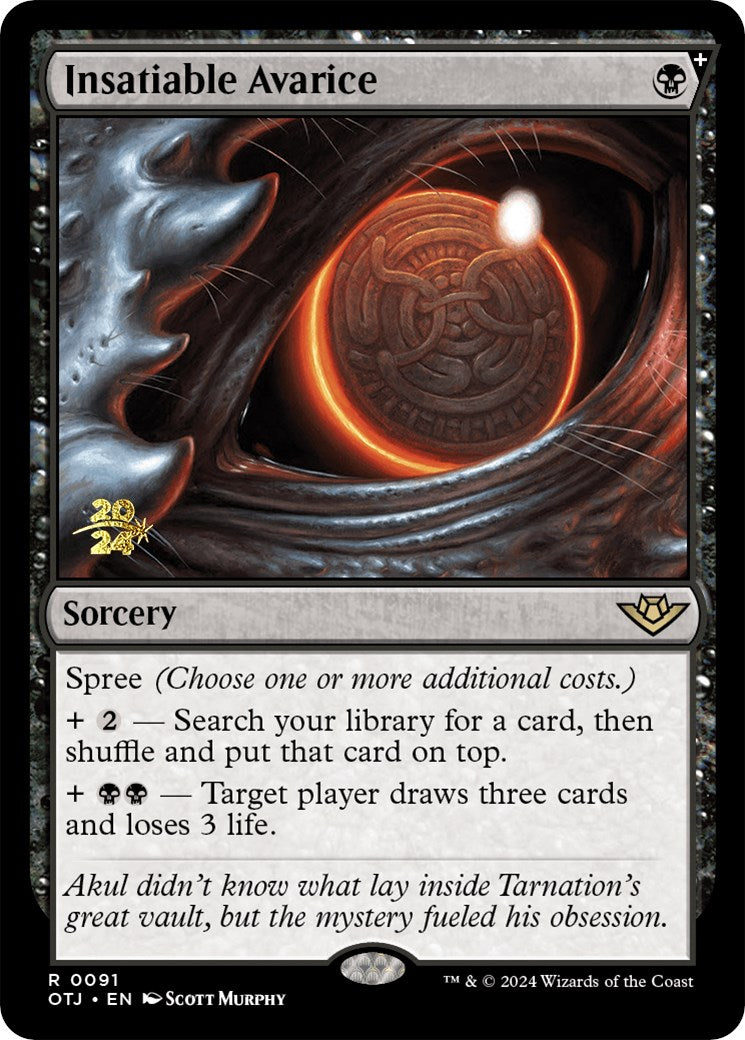 Insatiable Avarice [Outlaws of Thunder Junction Prerelease Promos] | Devastation Store