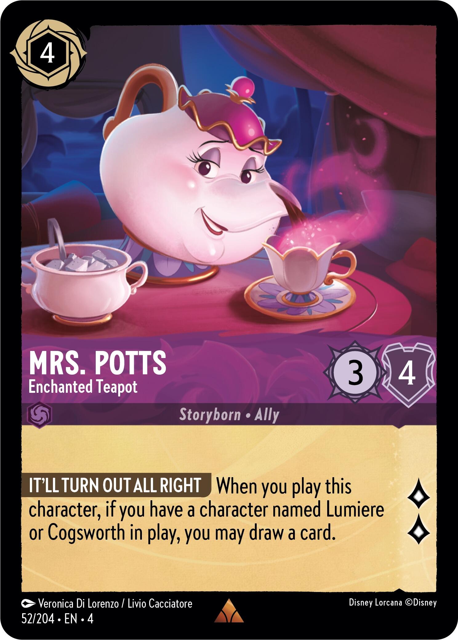 Mrs. Potts - Enchanted Teapot (52/204) [Ursula's Return] | Devastation Store