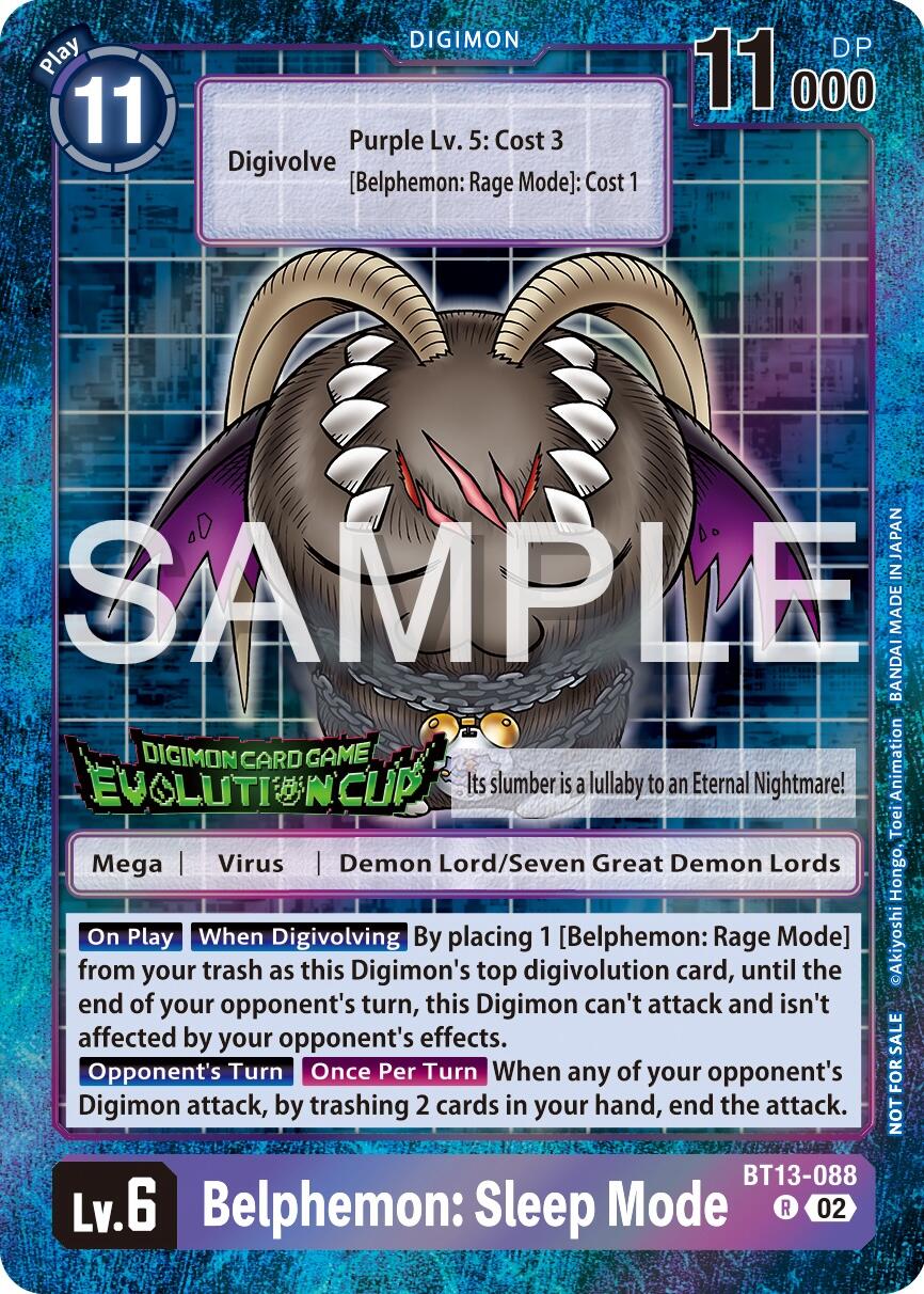 Belphemon: Sleep Mode [BT13-088] (2024 Evolution Cup) [Versus Royal Knights Booster Promos] | Devastation Store