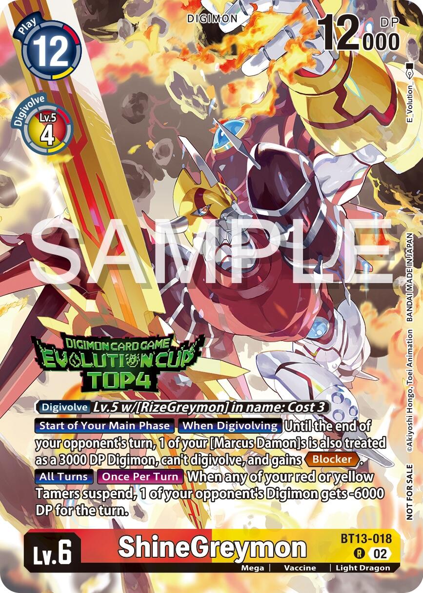 ShineGreymon [BT13-018] (2024 Evolution Cup Top 4) [Versus Royal Knights Booster Promos] | Devastation Store