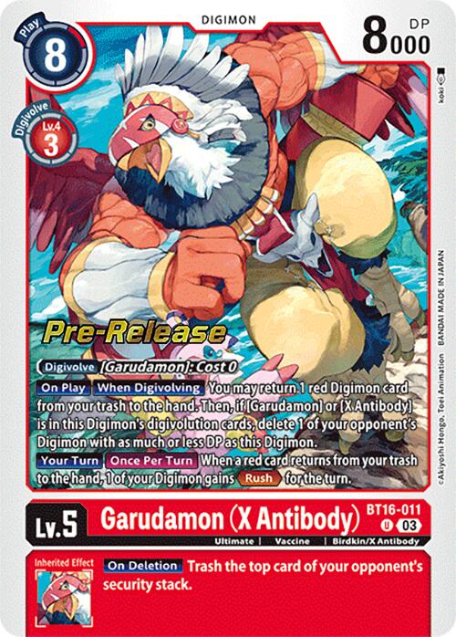 Garudamon (X Antibody) [BT16-011] [Beginning Observer Pre-Release Promos] | Devastation Store