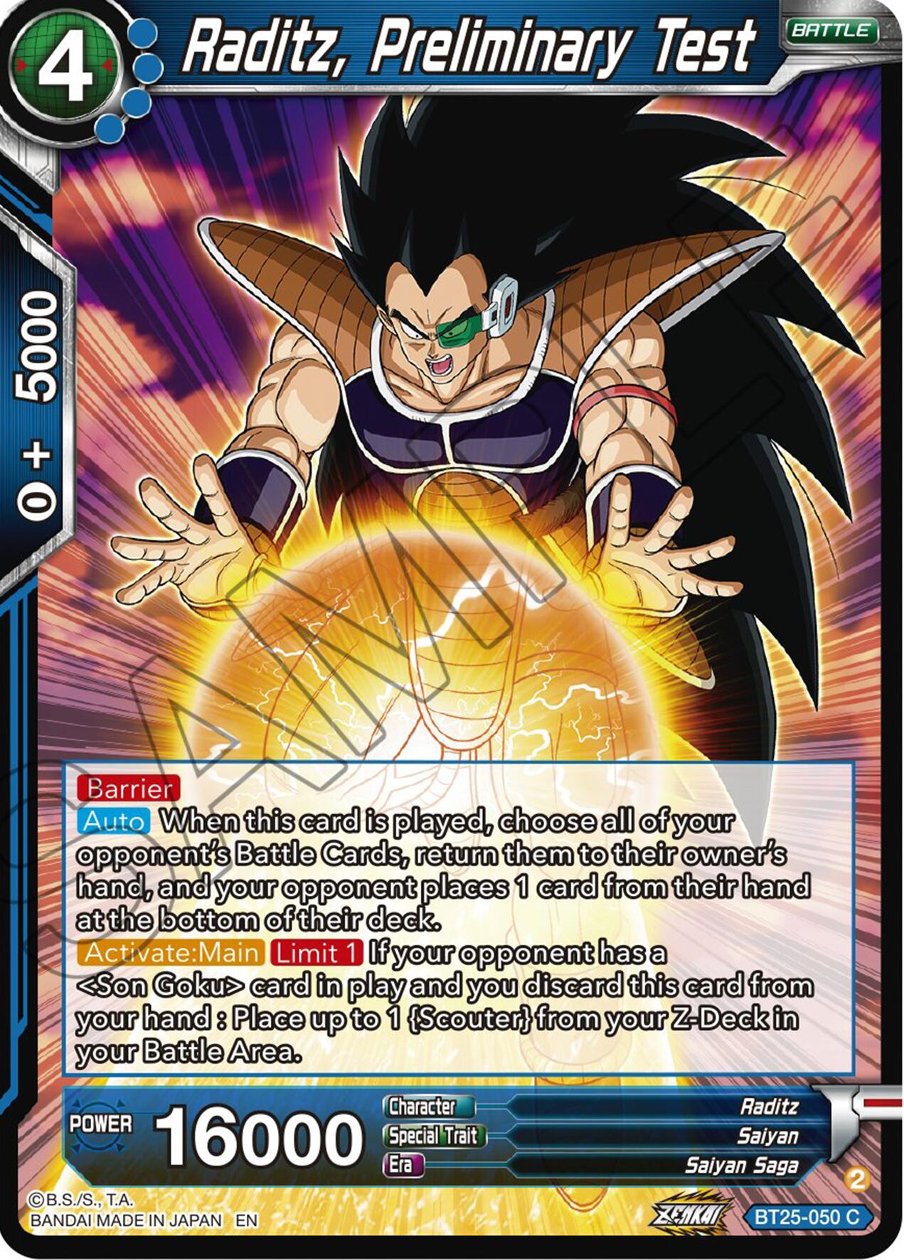 Raditz, Preliminary Test (BT25-050) [Legend of the Dragon Balls] | Devastation Store