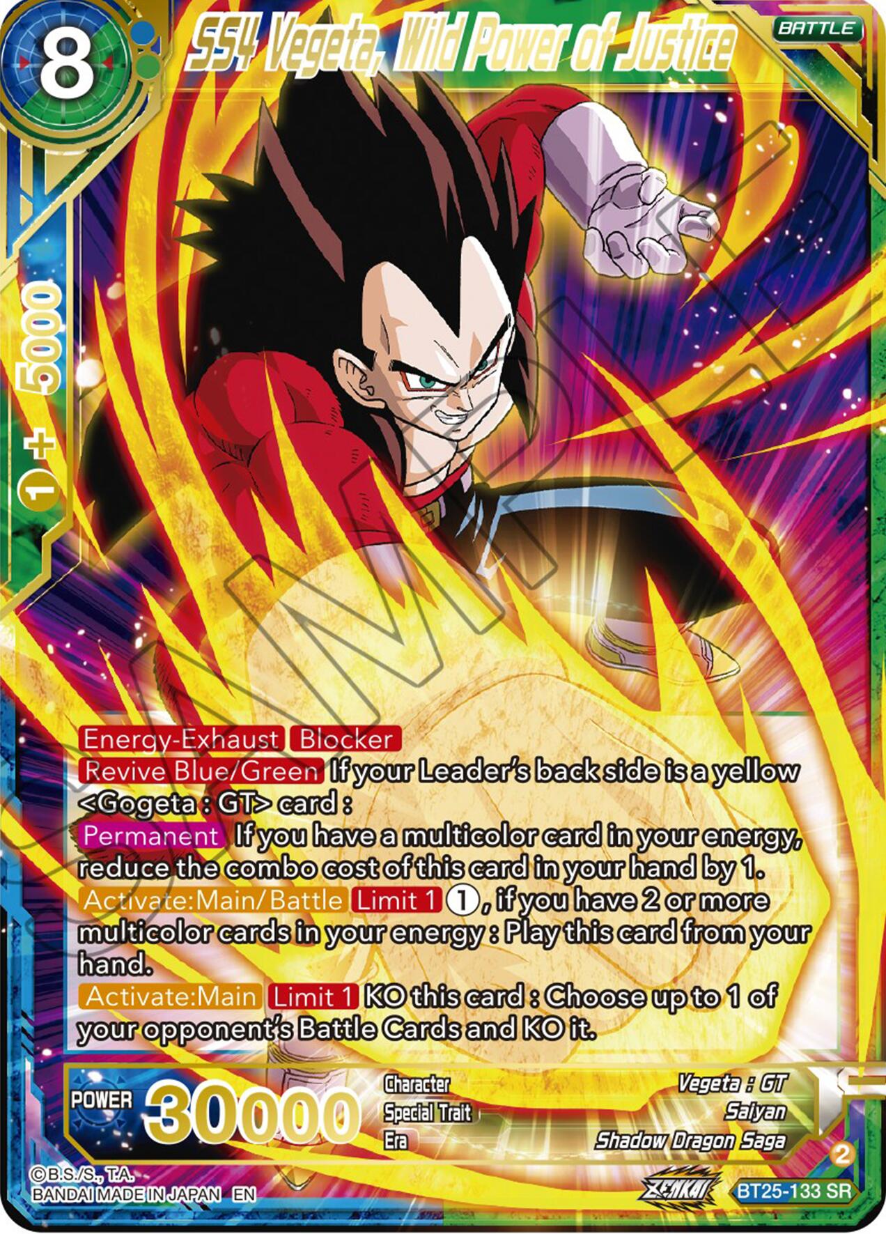 SS4 Vegeta, Wild Power of Justice (BT25-133) [Legend of the Dragon Balls] | Devastation Store