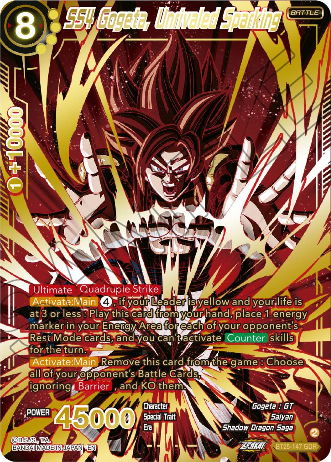 SS4 Gogeta, Unrivaled Sparking (GDR) (BT25-147) [Legend of the Dragon Balls] | Devastation Store