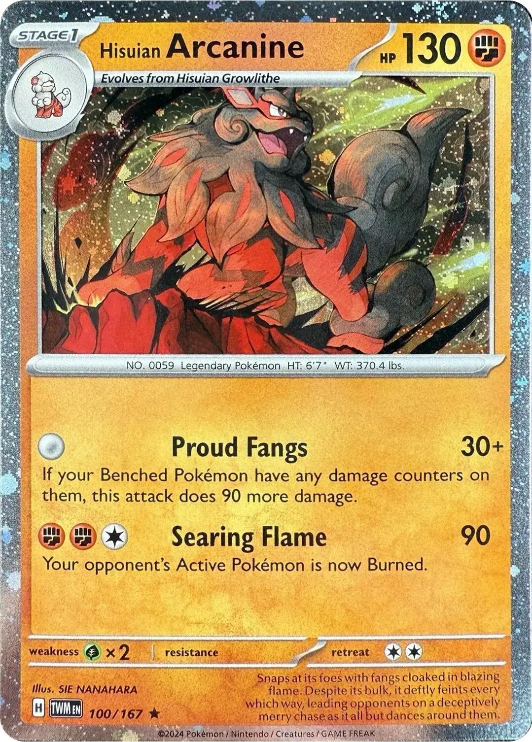 Hisuian Arcanine (100/167) (Cosmos Holo) [Scarlet & Violet: Twilight Masquerade] | Devastation Store