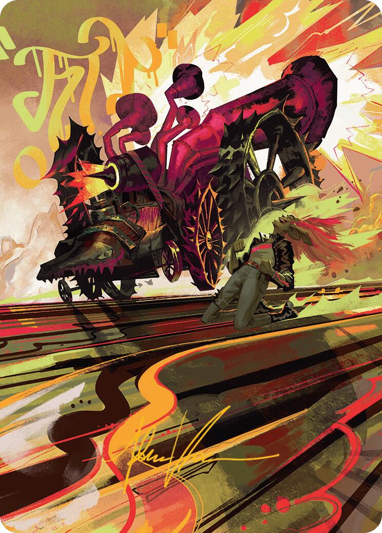 Rocketeer Boostbuggy Art Card (Gold-Stamped Signature) [Aetherdrift Art Series] | Devastation Store