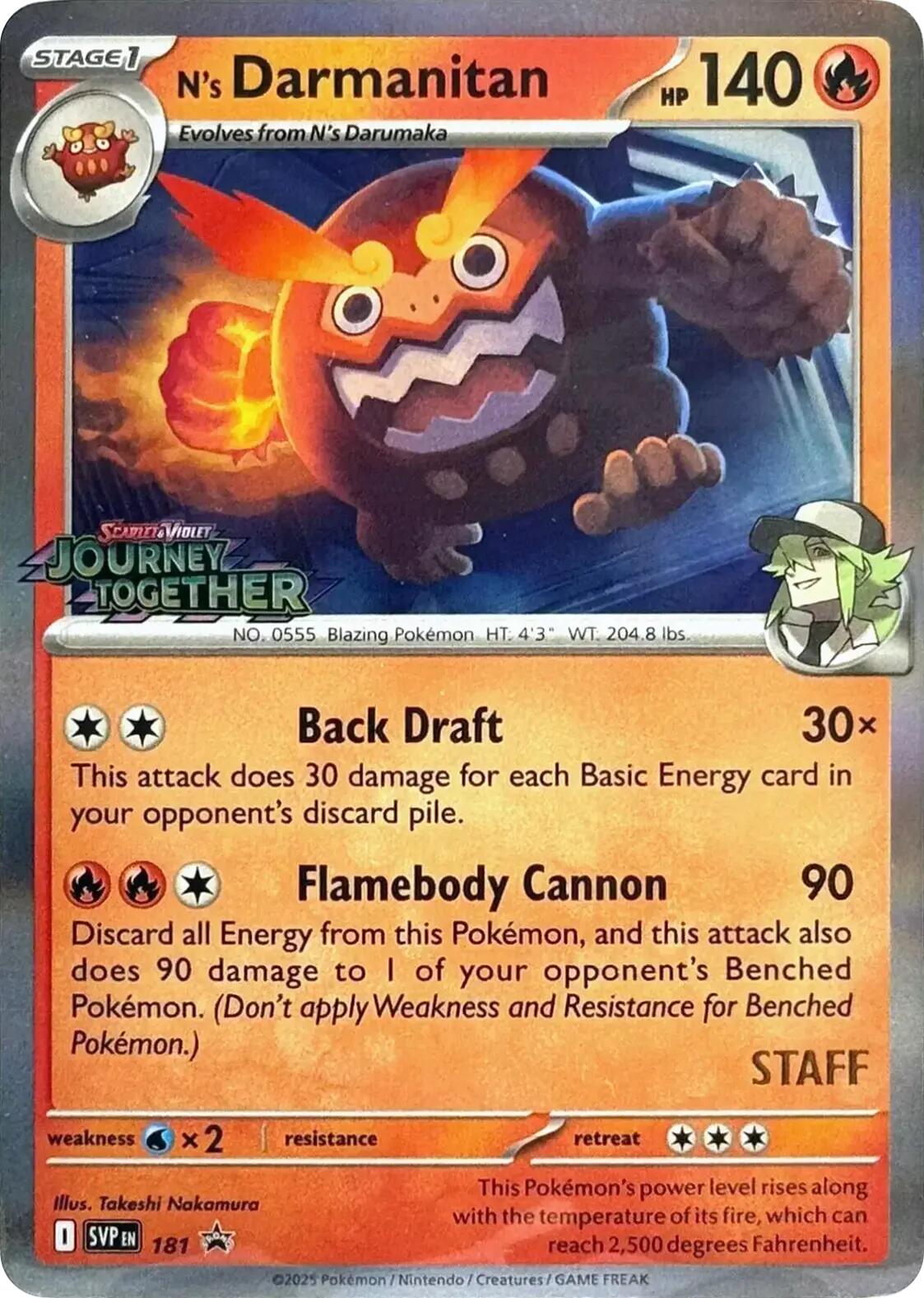 N's Darmanitan (181) (Prerelease Staff) [Scarlet & Violet: Black Star Promos] | Devastation Store