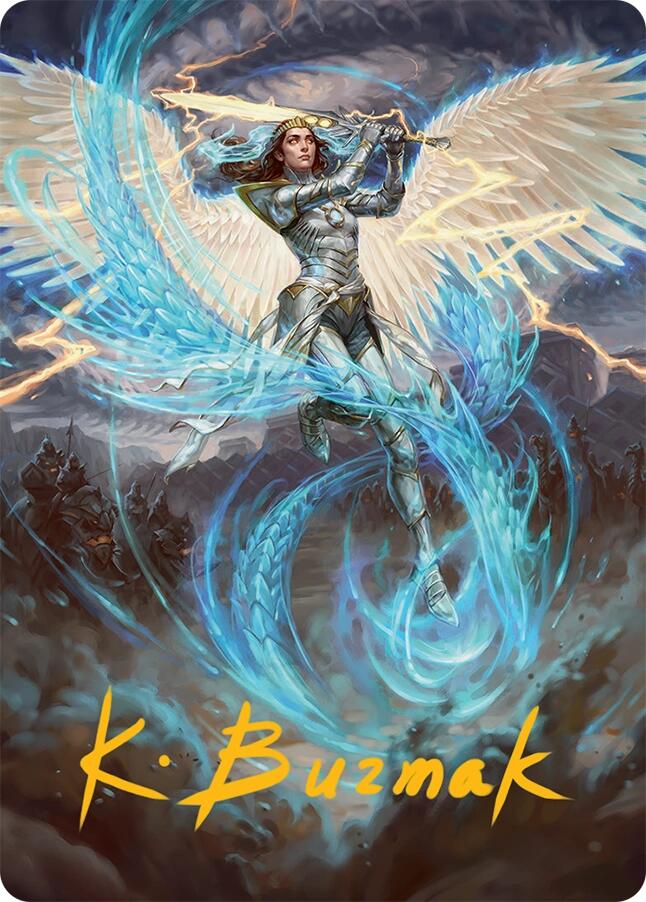 Elspeth, Storm Slayer Art Card (49/54) (Gold-Stamped Signature) [Tarkir: Dragonstorm Art Series] | Devastation Store