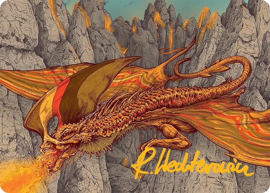 Magmatic Hellkite Art Card (34/54) (Gold-Stamped Signature) [Tarkir: Dragonstorm Art Series] | Devastation Store