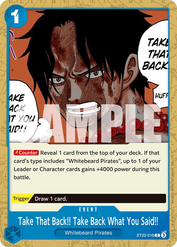Take That Back!! Take Back What You Said!! [Starter Deck: Ace & Newgate] | Devastation Store
