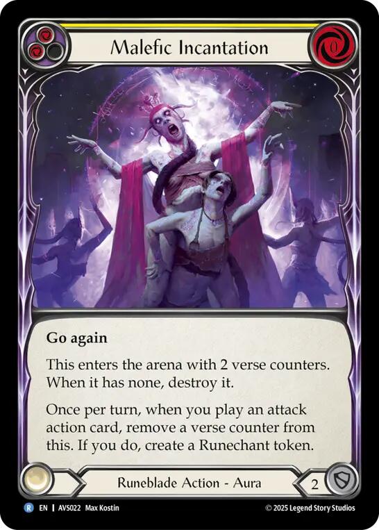 Malefic Incantation (Yellow) [AVS022] (Armory Deck: Legends Viserai) | Devastation Store