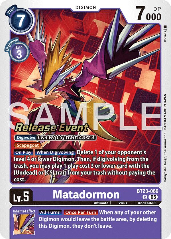Matadormon [BT23-066] [Hackers' Slumber Release Event Cards] | Devastation Store