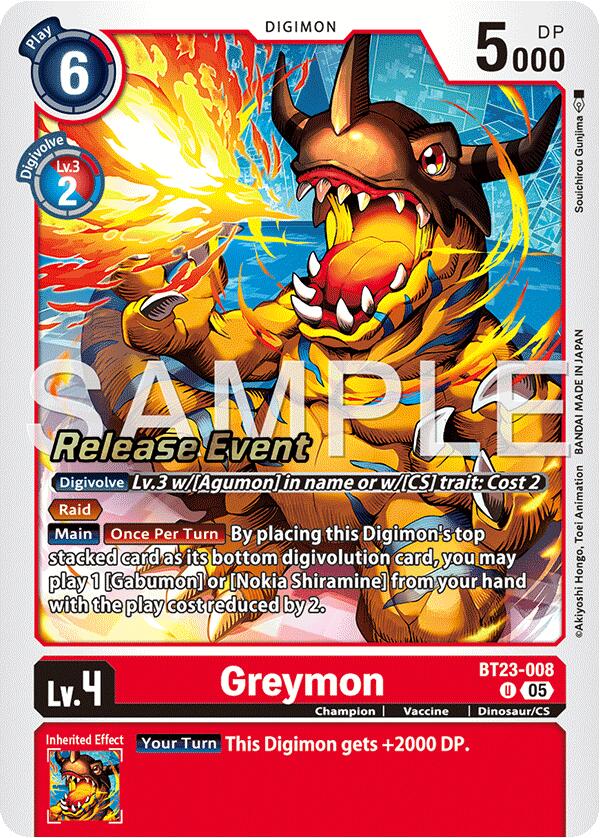Greymon [BT23-008] [Hackers' Slumber Release Event Cards] | Devastation Store