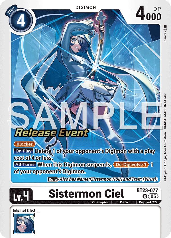 Sistermon Ciel [BT23-077] [Hackers' Slumber Release Event Cards] | Devastation Store