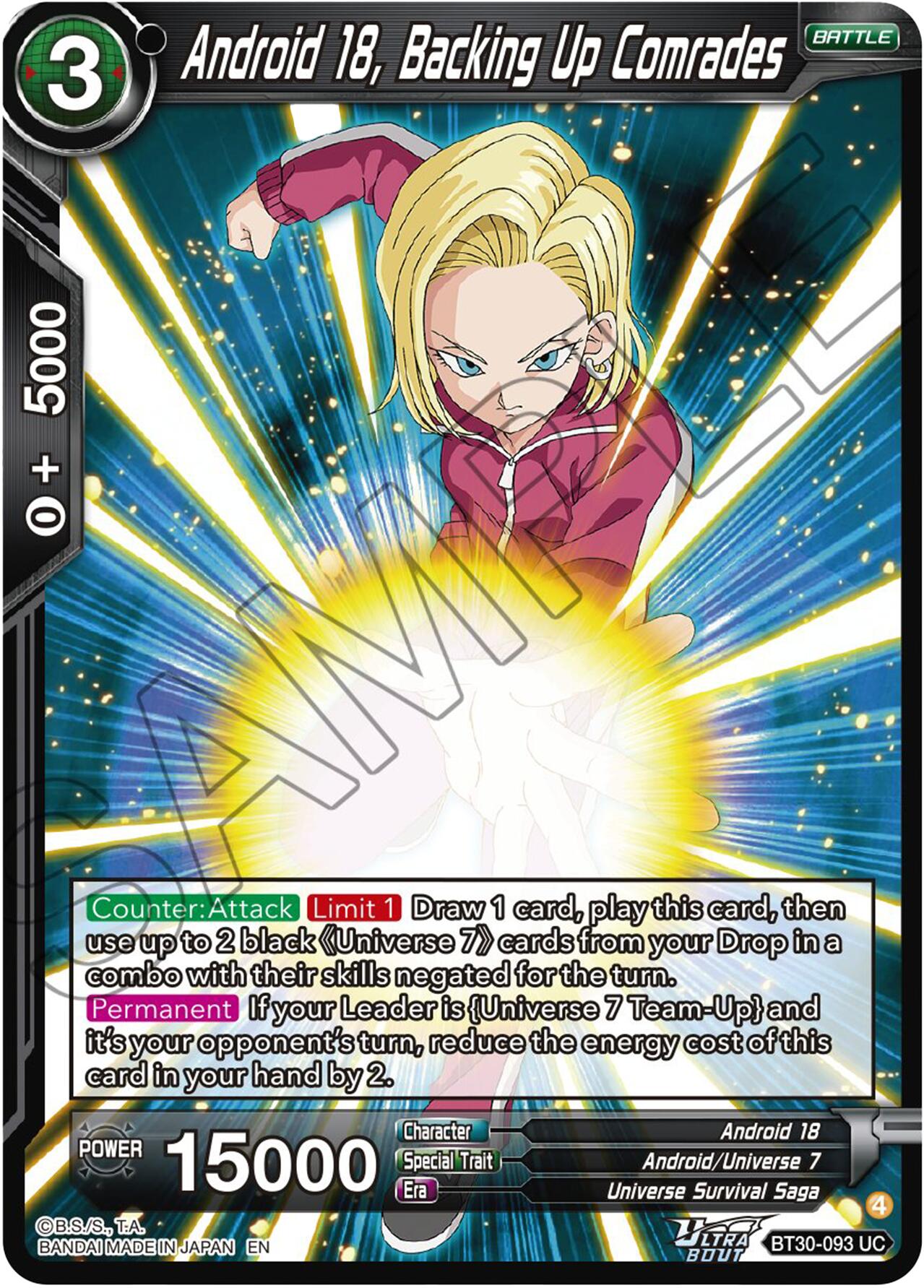 Android 18, Backing Up Comrades (BT30-093) [Three Glorious Fighters] | Devastation Store
