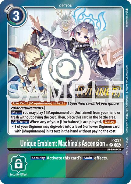 Unique Emblem: Machina's Ascension [P-237] (Store Tournament 2026 Vol. 2 Winner Pack) [Promotional Cards] | Devastation Store
