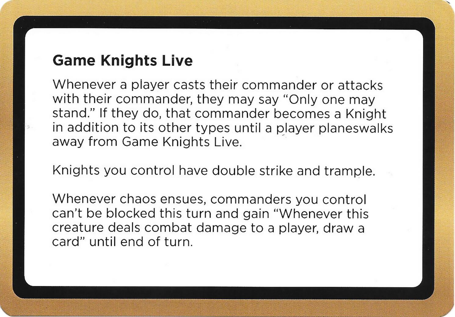 Game Knights Live (Black Lotus Unknown Planechase) [Oversize Cards] | Devastation Store