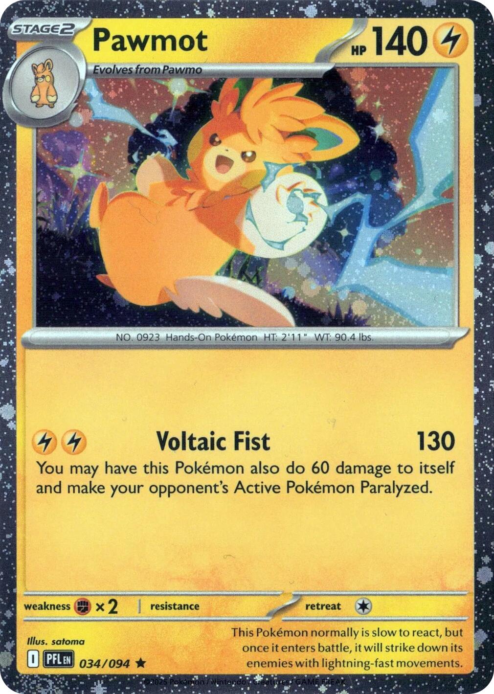Pawmot (034/094) (Cosmos Holo) [Mega Evolution: Phantasmal Flames] | Devastation Store