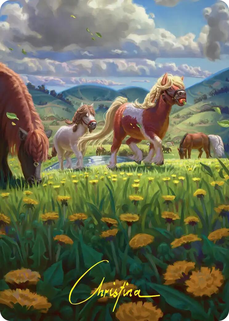 Troop of Ponies Art Card (Gold-Stamped Signature) [The Hobbit Art Series] | Devastation Store