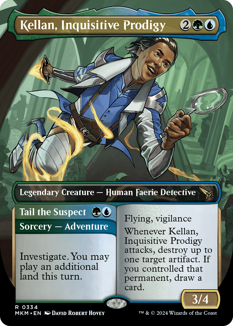 Kellan, Inquisitive Prodigy // Tail the Suspect (Borderless) [Murders at Karlov Manor] | Devastation Store