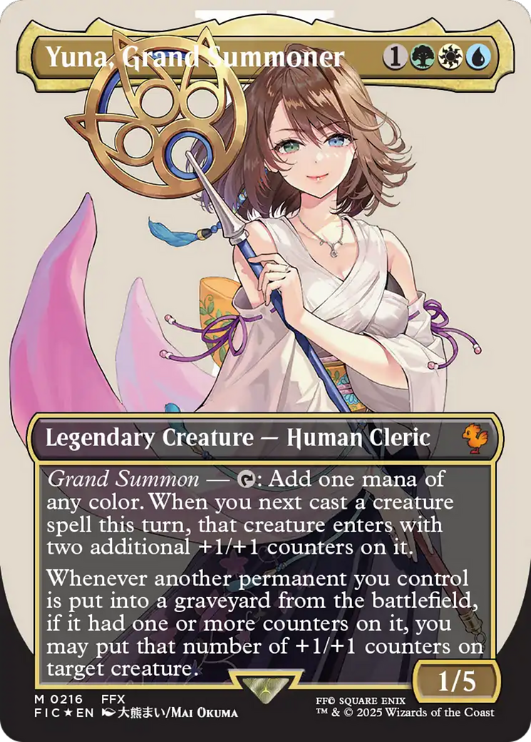 Yuna, Grand Summoner (Borderless) (Surge Foil) [FINAL FANTASY Commander] | Devastation Store
