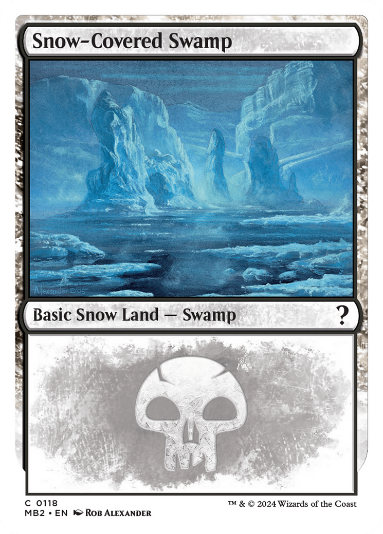 Snow-Covered Swamp (White Border) [Mystery Booster 2] | Devastation Store