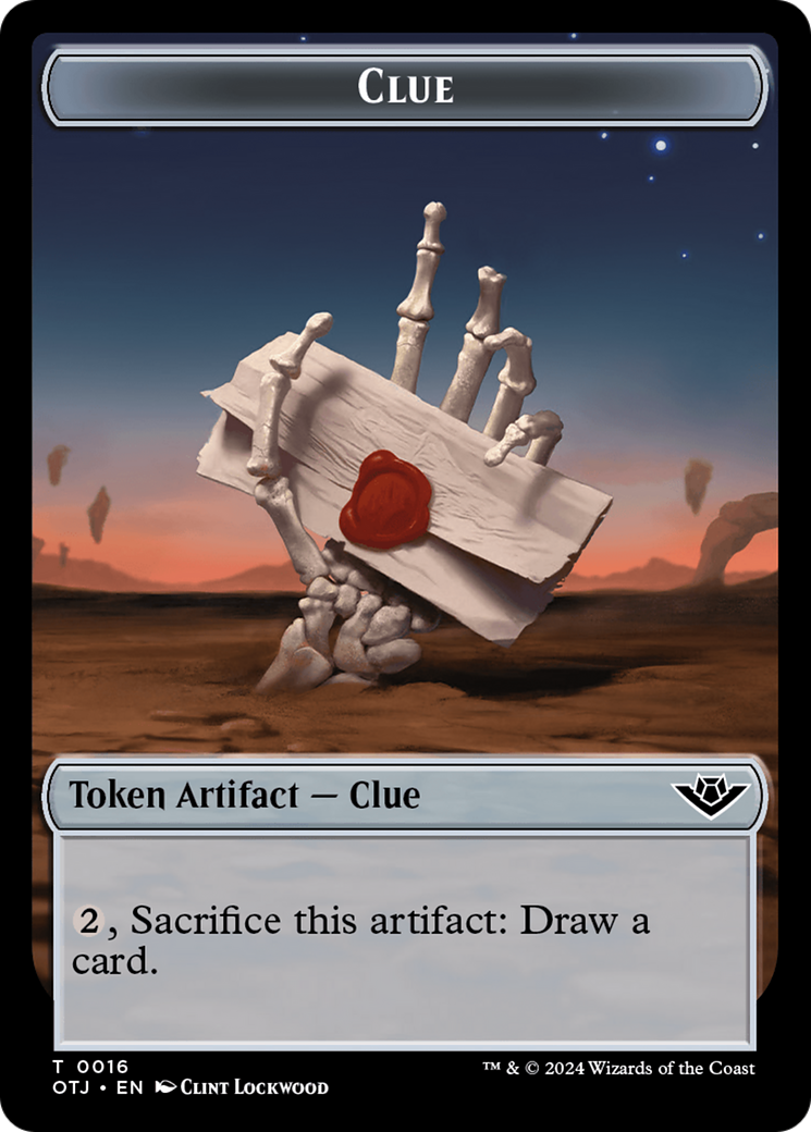 Mercenary // Clue Double-Sided Token [Outlaws of Thunder Junction Tokens] | Devastation Store
