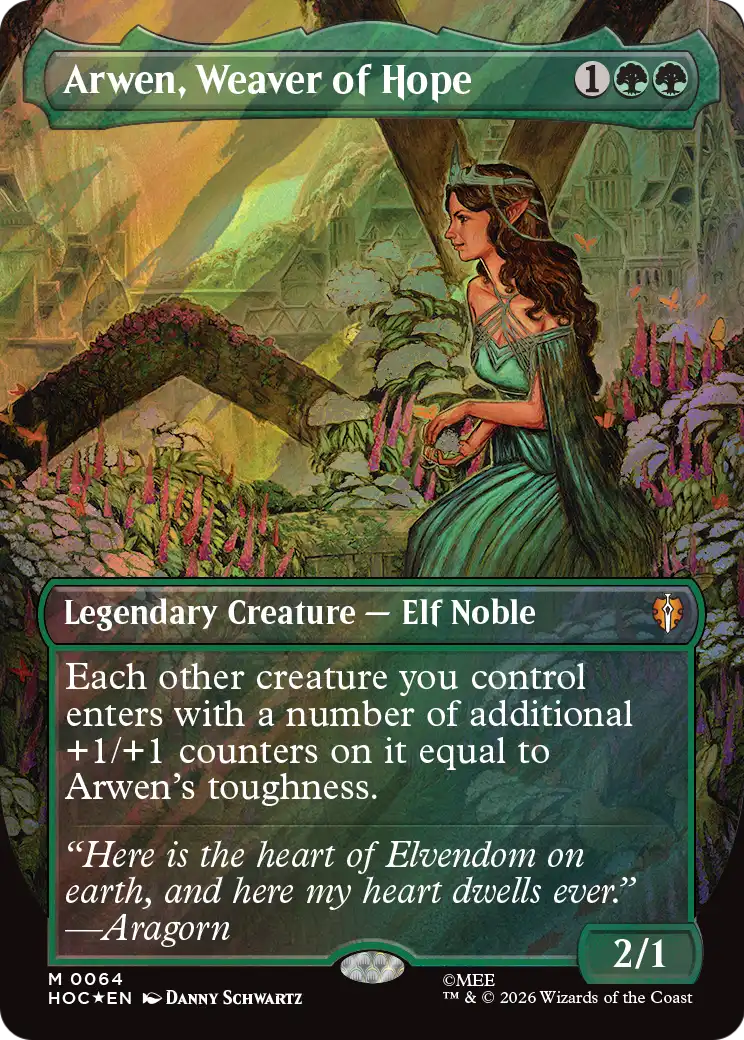 Arwen, Weaver of Hope (Borderless) (Surge Foil) [The Hobbit: Eternal-Legal] | Devastation Store