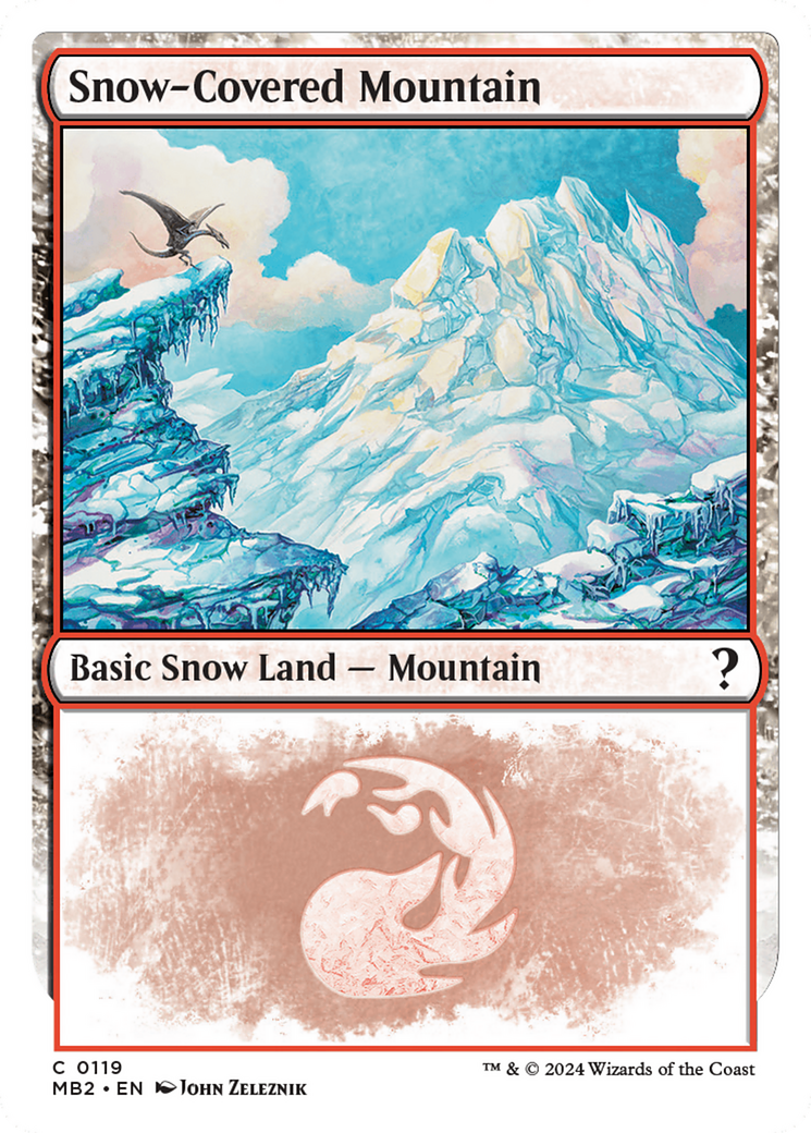 Snow-Covered Mountain (White Border) [Mystery Booster 2] | Devastation Store