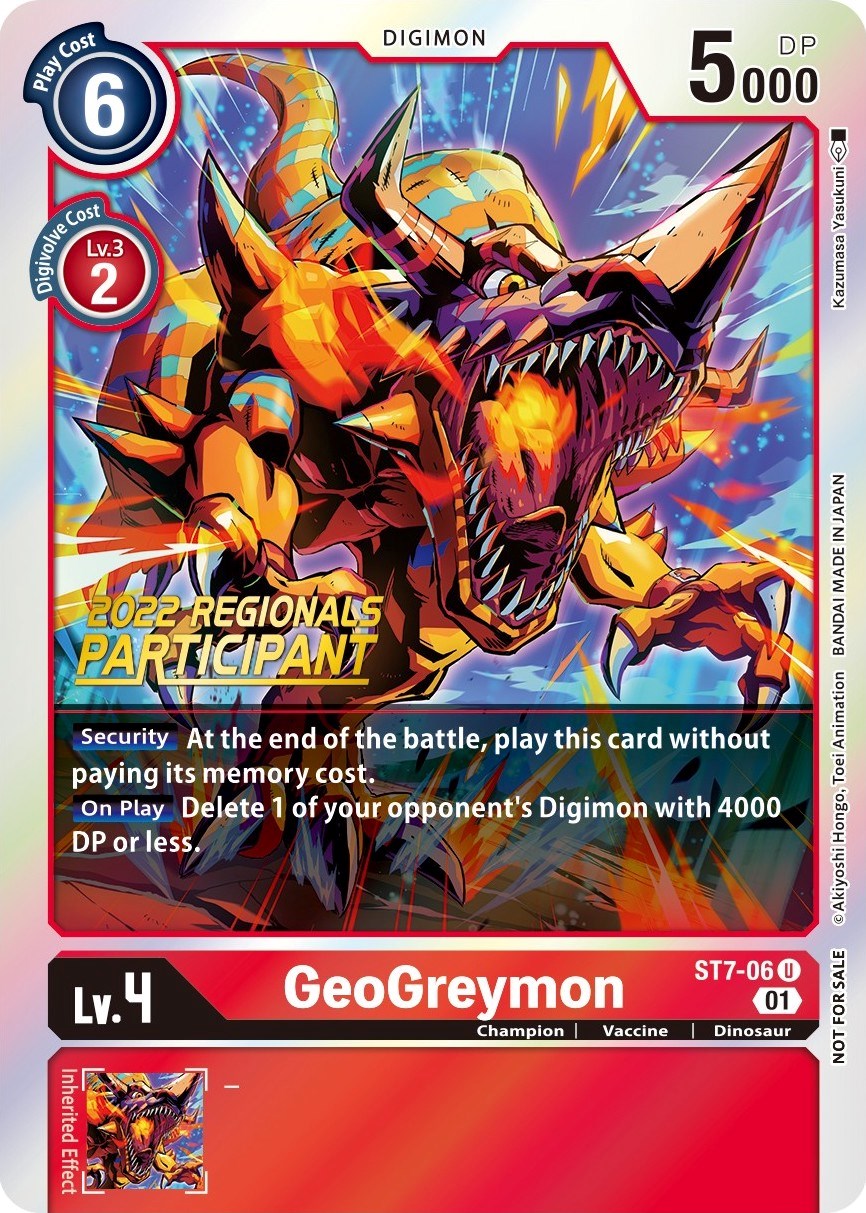 GeoGreymon [ST7-06] (2022 Championship Offline Regional) (Online Participant) [Starter Deck: Gallantmon Promos] | Devastation Store
