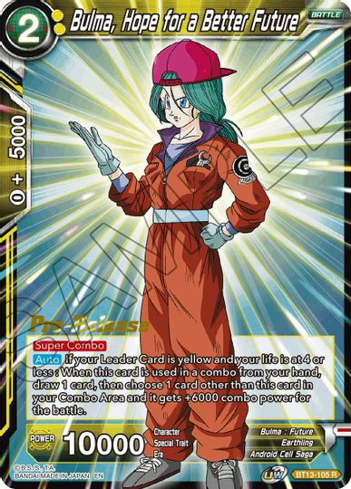 Bulma, Hope for a Better Future (BT13-105) [Supreme Rivalry Prerelease Promos] | Devastation Store