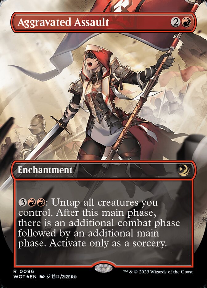 Aggravated Assault (Anime Borderless) (Confetti Foil) [Wilds of Eldraine: Enchanting Tales] | Devastation Store