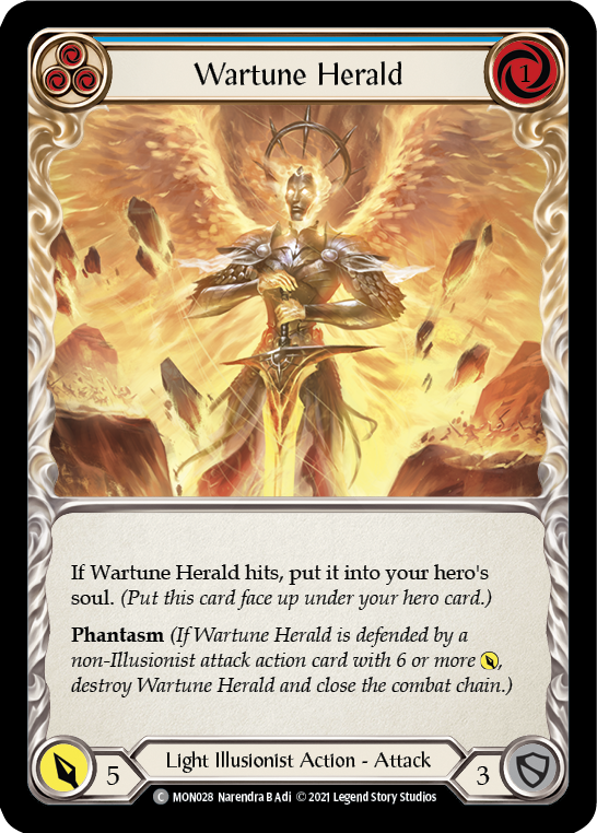 Wartune Herald (Blue) (Rainbow Foil) [MON028-RF] 1st Edition Rainbow Foil - Devastation Store | Devastation Store