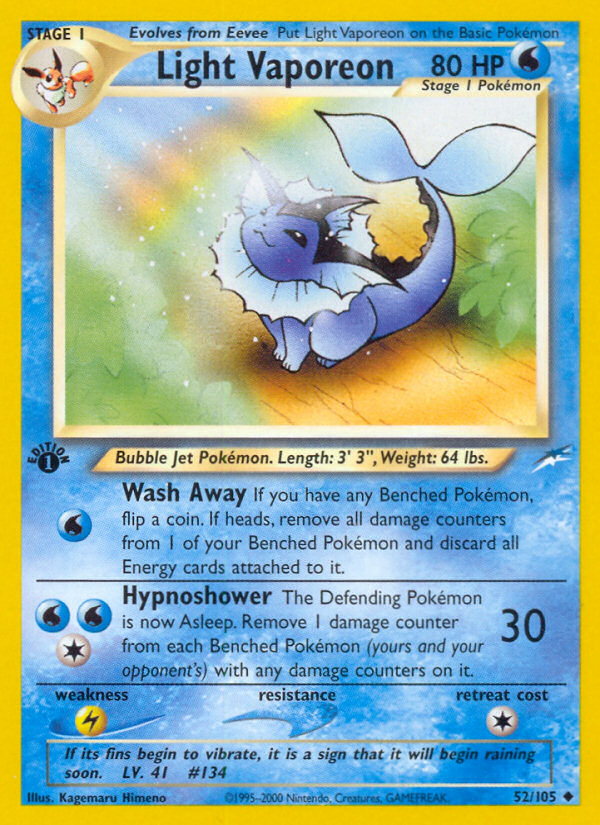 Light Vaporeon (52/105) [Neo Destiny 1st Edition] | Devastation Store
