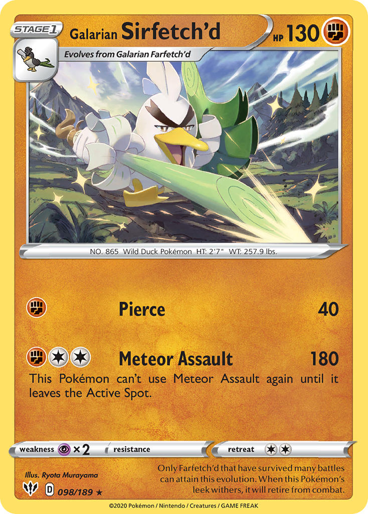 Galarian Sirfetch'd (098/189) (Cracked Ice holo) (Theme Deck Exclusive) [Sword & Shield: Darkness Ablaze] | Devastation Store