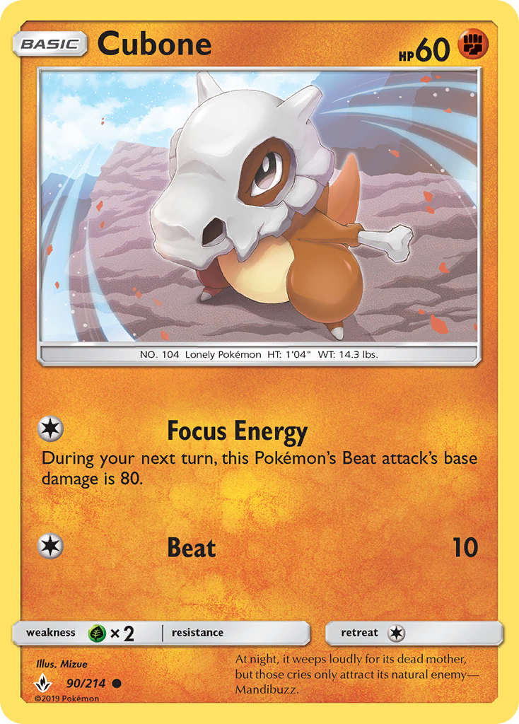 Cubone (90/214) [Sun & Moon: Unbroken Bonds] | Devastation Store