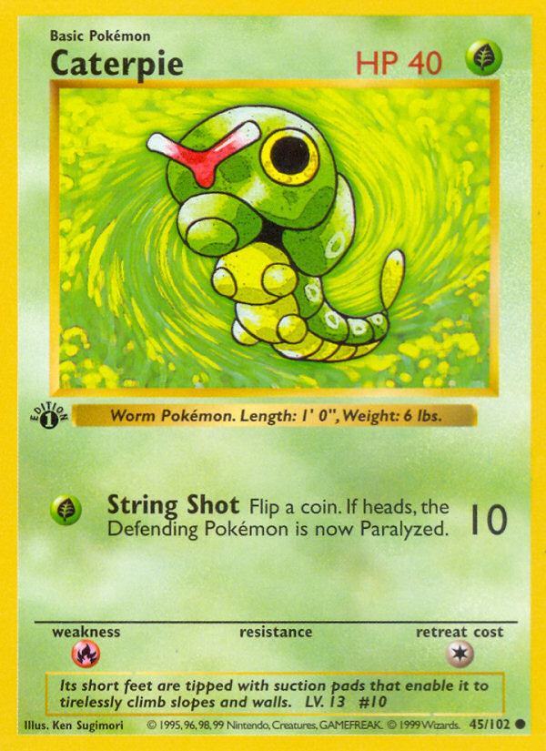 Caterpie (45/102) (Shadowless) [Base Set 1st Edition] | Devastation Store