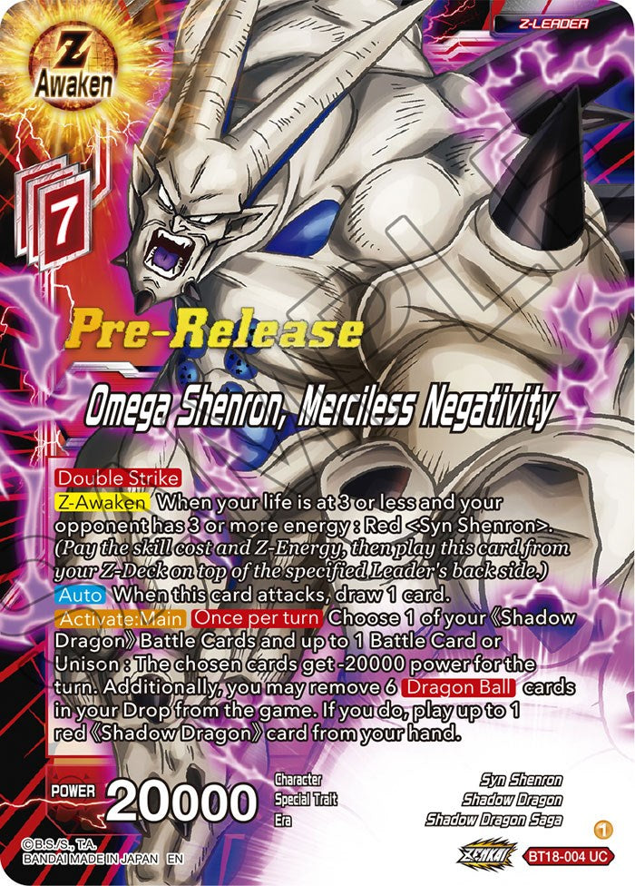 Omega Shenron, Merciless Negativity (BT18-004) [Dawn of the Z-Legends Prerelease Promos] | Devastation Store