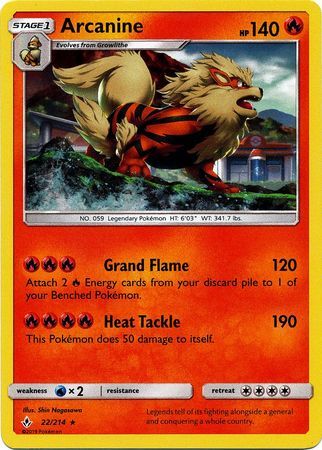 Arcanine (22/214) (Cosmos Holo) [Sun & Moon: Unbroken Bonds] | Devastation Store