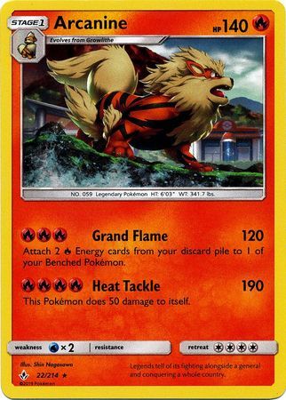 Arcanine (22/214) (Cosmos Holo) [Sun & Moon: Unbroken Bonds] | Devastation Store